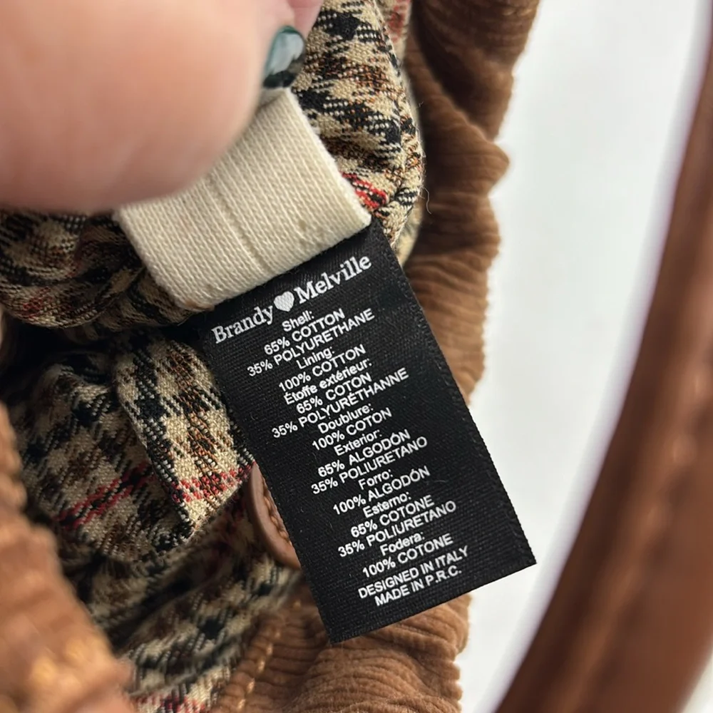 Brandy Melville light brown Corduroy mini bag exterior pocket casual festival - Picture 5 of 16